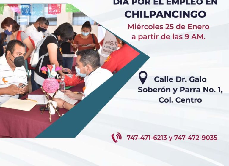 Ayuntamiento y la Secretaría del Trabajo realizarán “Día por el Empleo en Chilpancingo”.